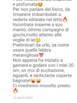 Il mio annuncio è i feedback delle coppie che ho incontrato.