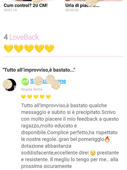 Il mio annuncio è i feedback delle coppie che ho incontrato.