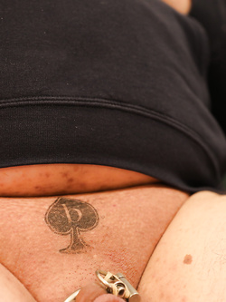 Beta Dicklette with a Big Beta Tattoo