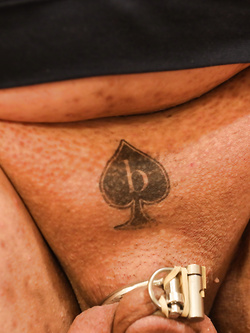 Beta Dicklette with a Big Beta Tattoo