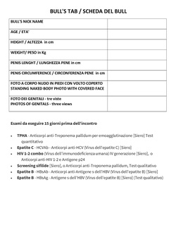 SCHEDA DI CANDIDATURA PER INCONTRI